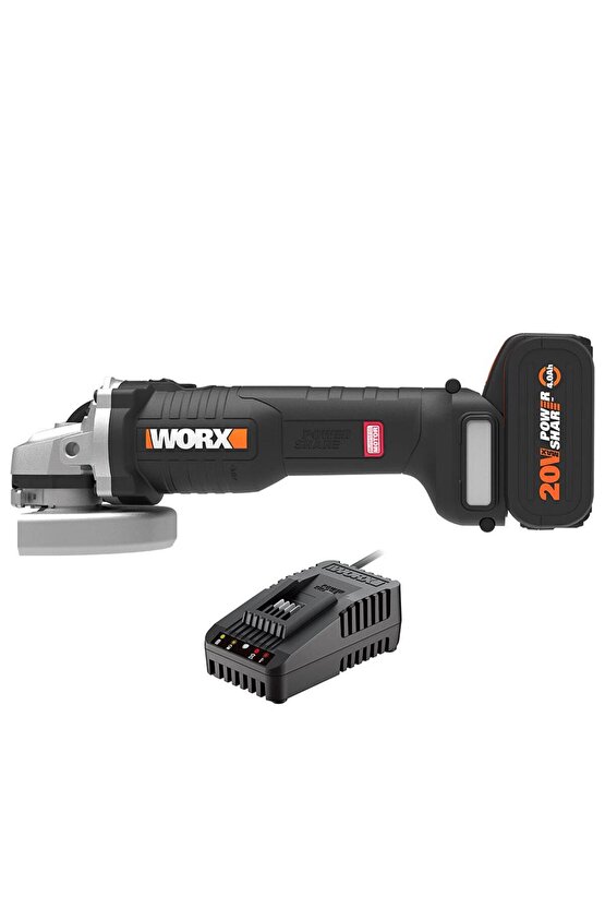 WX812.9C 20Volt 2.0Ah. 125mm Kömürsüz Profesyonel Tek Akülü Şarjlı Avuç Taşlama