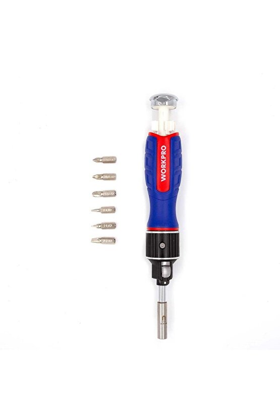 WORKPRO WP221069 6-IN-1 Profesyonel CR-V Cırcırlı Manyetik Tornavida Seti