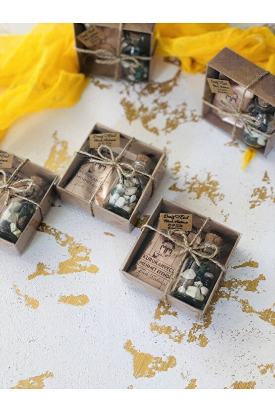 25 Ad Mehmet Efendi Kahveli Çakıl Taşı Çikolata - Kahve Kutusu Kına Söz Nişan Nikah Hediyelik