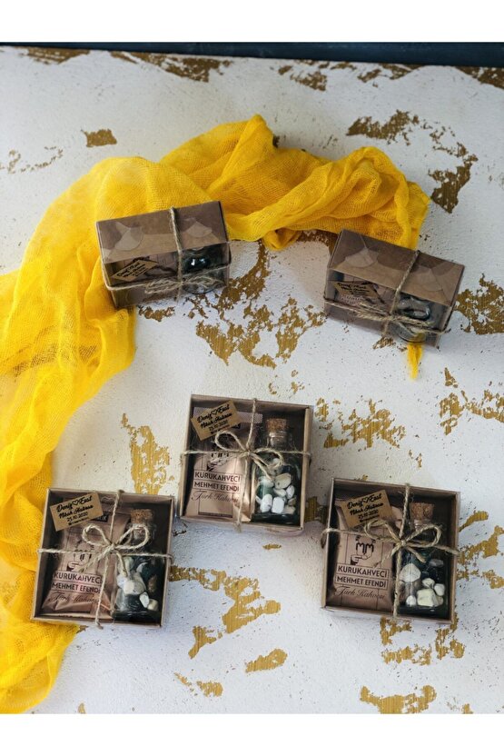 25 Ad Mehmet Efendi Kahveli Çakıl Taşı Çikolata - Kahve Kutusu Kına Söz Nişan Nikah Hediyelik