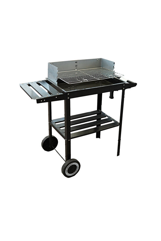 Pratik Kömürlü Mangal Rüzgar korumalı Barbekü-Yan ve orta Raflı Tekerlekli Mangal