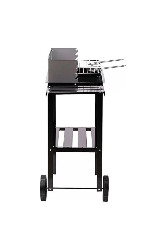 Pratik Kömürlü Mangal Rüzgar korumalı Barbekü-Yan ve orta Raflı Tekerlekli Mangal