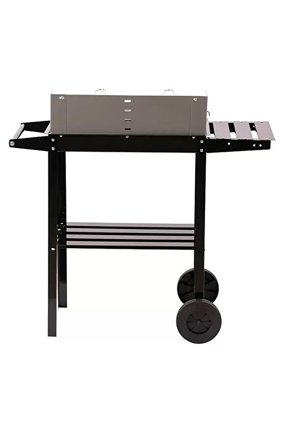 Pratik Kömürlü Mangal Rüzgar korumalı Barbekü-Yan ve orta Raflı Tekerlekli Mangal