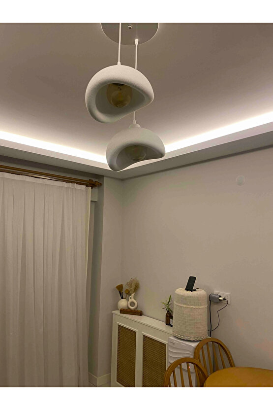 2 Li Sarkıt Avize Rustik E27 Modern Avize Bohem Beton Görünüm (RUSTİK AMPUL HEDİYEDİR.!)