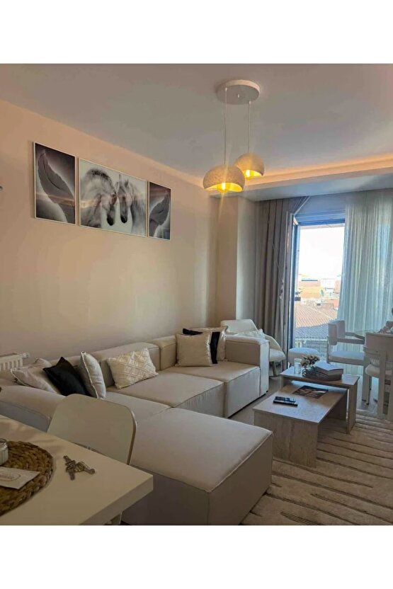 Beton Görünümlü 2li sarkıt avize Bohem Modern tarzda Rustik (E27 Ampul ile birlikte)