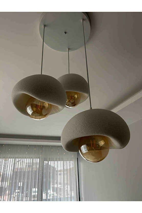 3 Lü Sarkıt Avize Rustik E27 Modern Avize Bohem Beton Görünüm (RUSTİK AMPUL HEDİYEDİR.!)