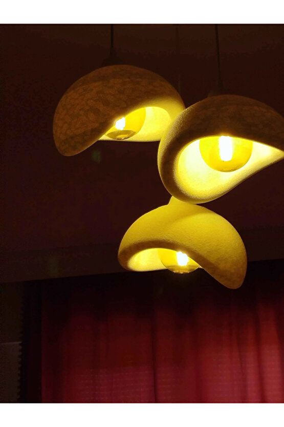 3 Lü Sarkıt Avize Rustik E27 Modern Avize Bohem Beton Görünüm (RUSTİK AMPUL HEDİYEDİR.!)