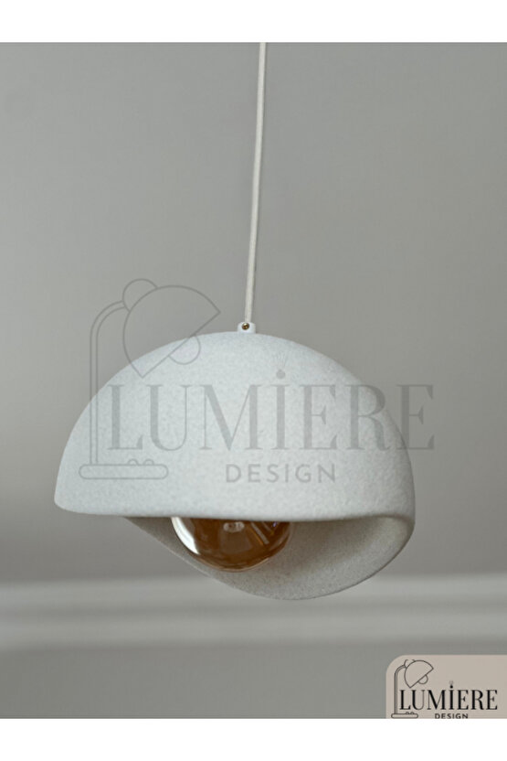 Beton Görünümlü İskandinav &Bohem Tarz Tekli Sarkıt Avize–Profesyonel Tasarım,Gün Işığı Ampul İçerir