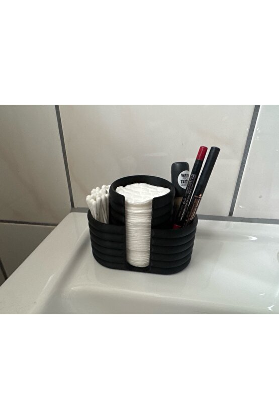 Pamuk ve Kulak Çubuğu Düzenleyici Kaliteli Şık Banyo Organizer