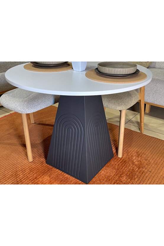 90 cm Yuvarlak Bohem Ahşap Yemek Masası - Fungi Serisi - Mutfak Balkon Kafe masası