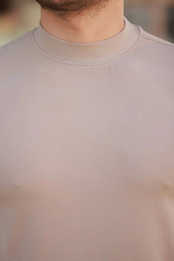 Erkek Ince Çizgi Dokulu Kısa Kollu T-shirt