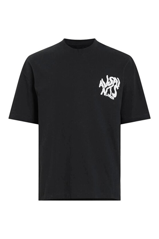Erkek Baskılı Oversize T-shirt - Siyah