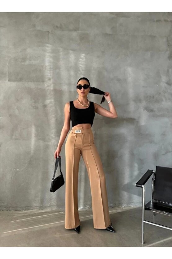 DREAMS ETİKETLİ PALAZZO PANTOLON - Bej