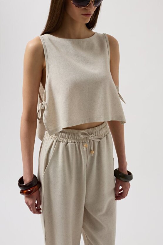 Myterrax Yandan Bağlamalı Crop Bluz