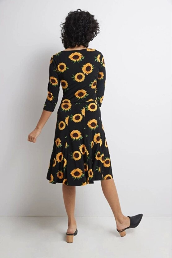 Myterrax Kadın Truvakarkol Bisiklet Yaka Midi Mikro Elbise