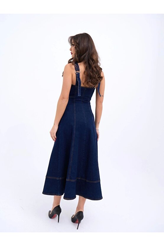 Moda Shop & Butik 7090 Kot Elbise-mavi