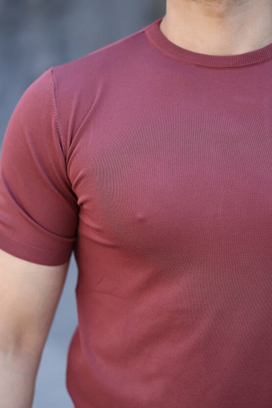 Erkek Viskon Kumaş Bisiklet Yaka Basic Tişört