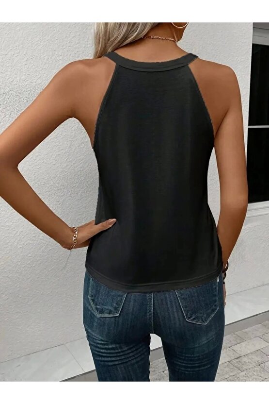 Moda Shop & Butik Kadın Omuzlardan Açık Boyundan Askılı Kalp Baskılı Viskon Bluz