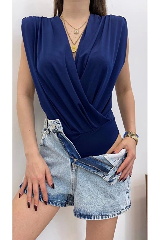 Myterrax Kadın Sendy Kumaş Kruvaze Yaka Vatkalı Bluz