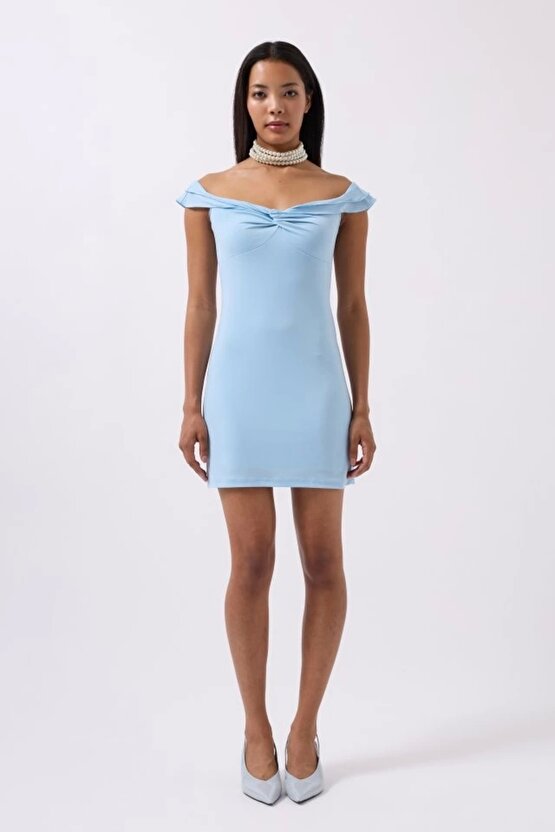 Moda Shop & Butik Büzgü Detay Omuz Askılı Mini Elbise