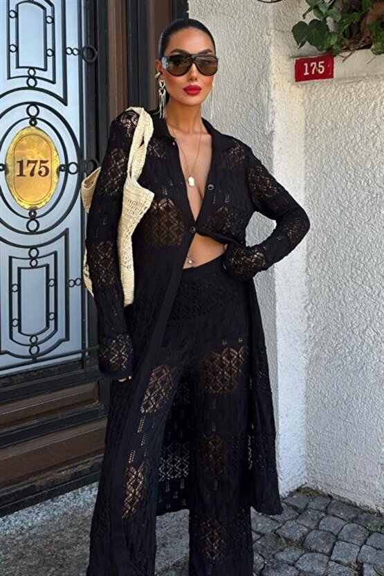 Ahes Shopping Bridget Ajurlu Uzun Hırka Takım 9881