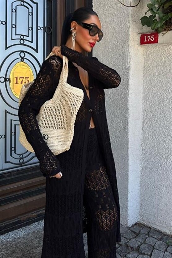 Ahes Shopping Bridget Ajurlu Uzun Hırka Takım 9881