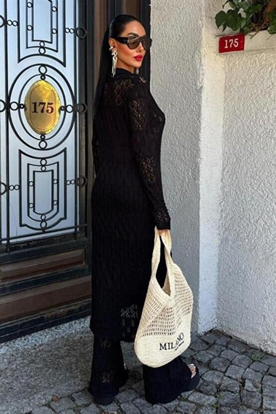 Ahes Shopping Bridget Ajurlu Uzun Hırka Takım 9881