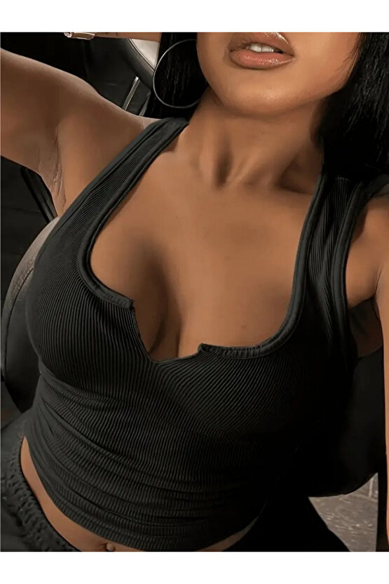 Equri Kadın Kolsuz V Yakalı Kaşkorse Bluz