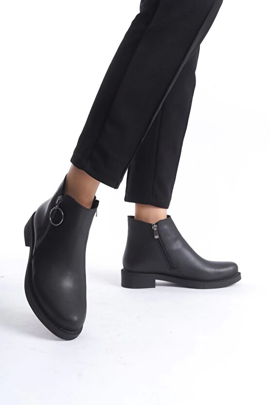 Margaret Fermuarlı Ortopedik Taban Topuklukadın Bot - Cst - Siyah