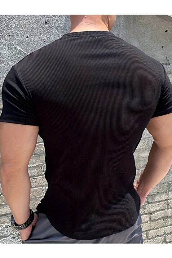 Equri Erkek Kısa Kollu Bisiklet Yaka Burgu Bluz