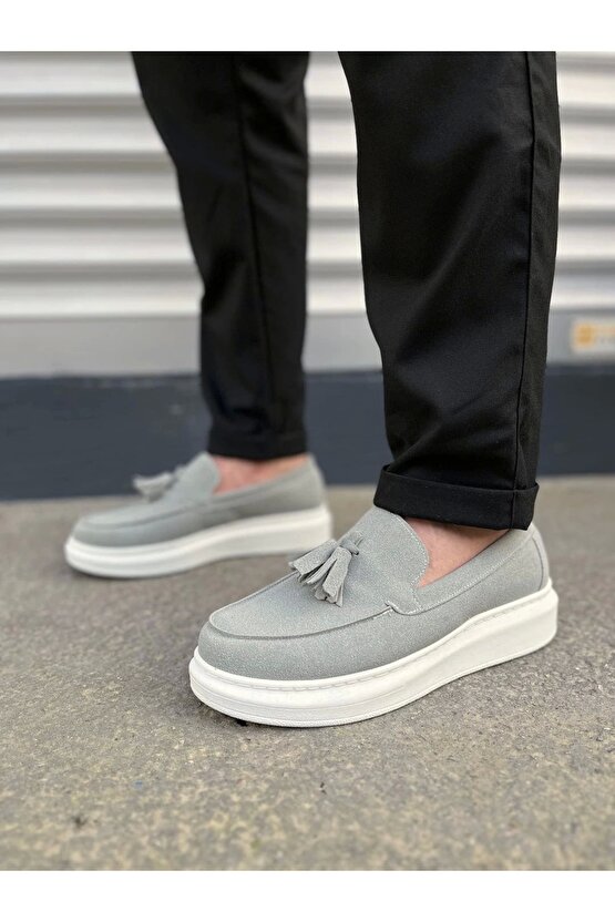 Jy154 Blaze Bağcıksız Püsküllü Süet Erkek Günlük Spor Klasik Ayakkabı Sbt - Gri