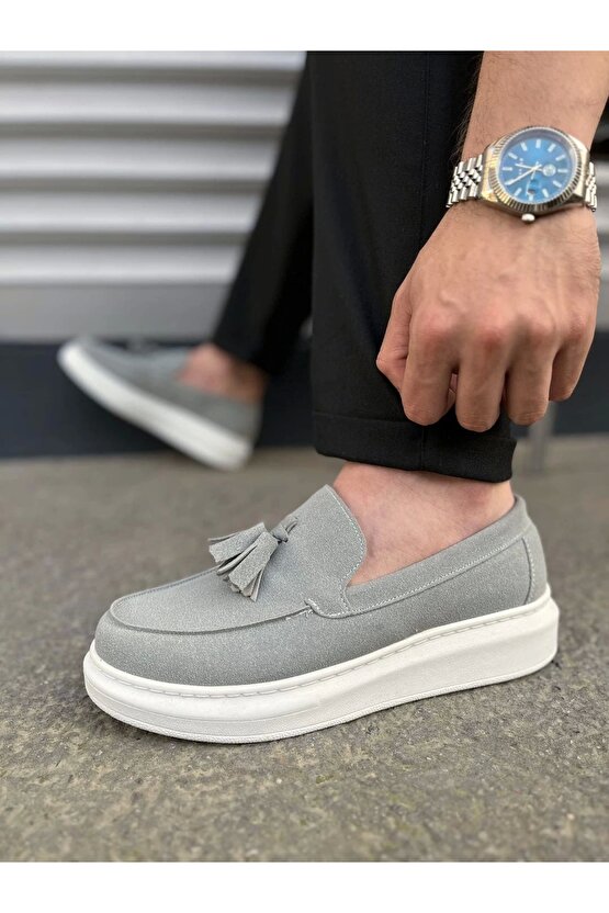 Jy154 Blaze Bağcıksız Püsküllü Süet Erkek Günlük Spor Klasik Ayakkabı Sbt - Gri