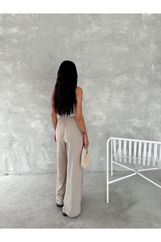 Ayrobin Oversize Kadın Pantalon - Bej