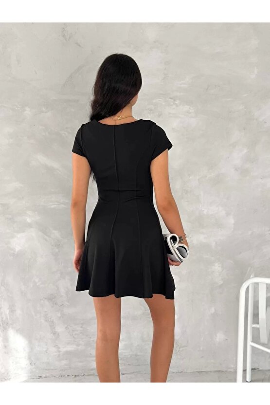 Moda Shop & Butik Kısa Kollu Mini Elbise - Siyah