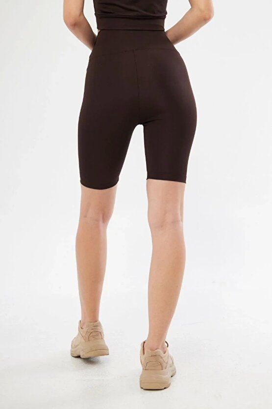 Biker Sporcu Şort - Kahve