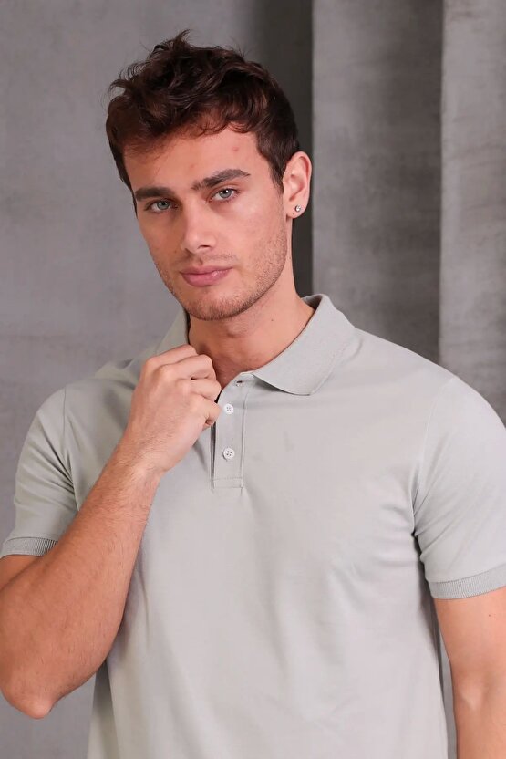 Erkek Slim Fit Pamuklu Yumuşak Doku Nefes Alan Kumaş Yakalı Tişört