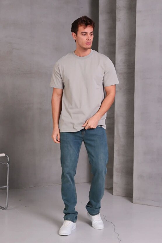 Erkek Relax Fit Bisiklet Yaka %100 Pamuk Rahat Kesim Basic Tişört