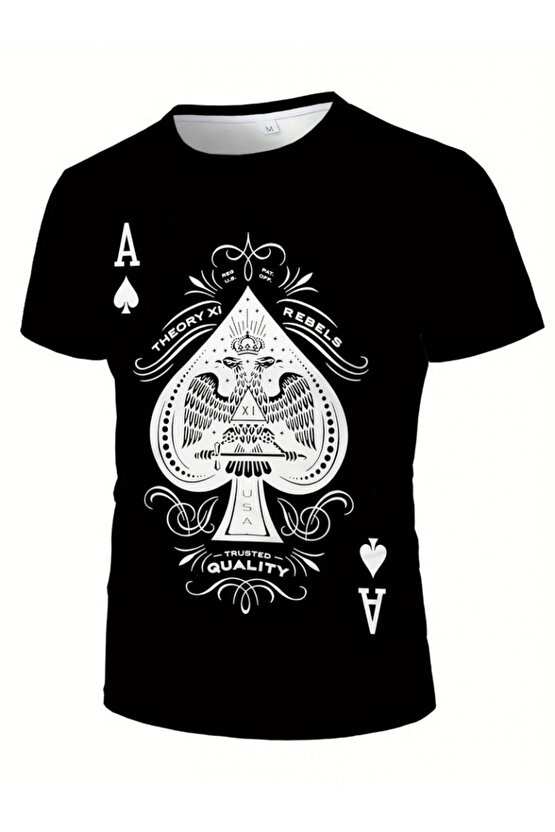 Erkekkısa Kollu Yuvarlak Yaka Desenli Viskon T-shirt