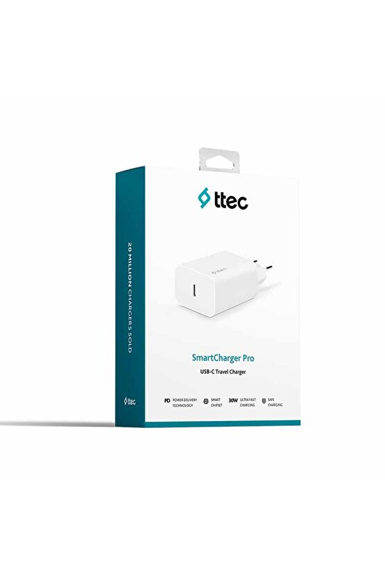 2SCS26B SmartCharger PD 30W USB-C Seyahat Hızlı Şarj Aleti Beyaz