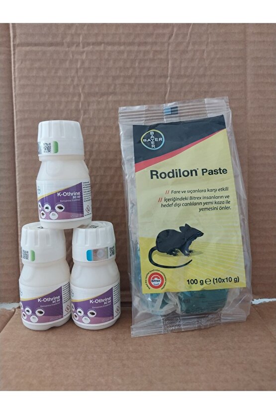 K Othrin 50 Ml Haşere Ilaci 3 Adet + Rodilon Pasta 100 Gr Fare Zehiri 1 Adet