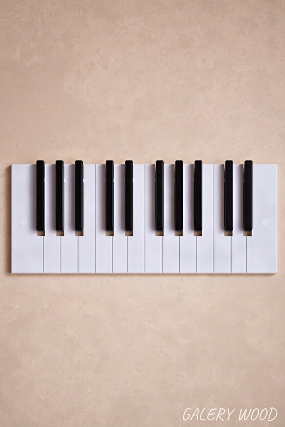 Dekoratif Ahşap 10 Tuşlu Piyano Elbise Askılık Enstrümantal Çok Amaçlı Piano Çanta Kapı Askı;15x38cm