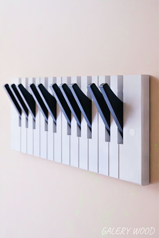 Dekoratif Ahşap 10 Tuşlu Piyano Elbise Askılık Enstrümantal Çok Amaçlı Piano Çanta Kapı Askı;15x38cm