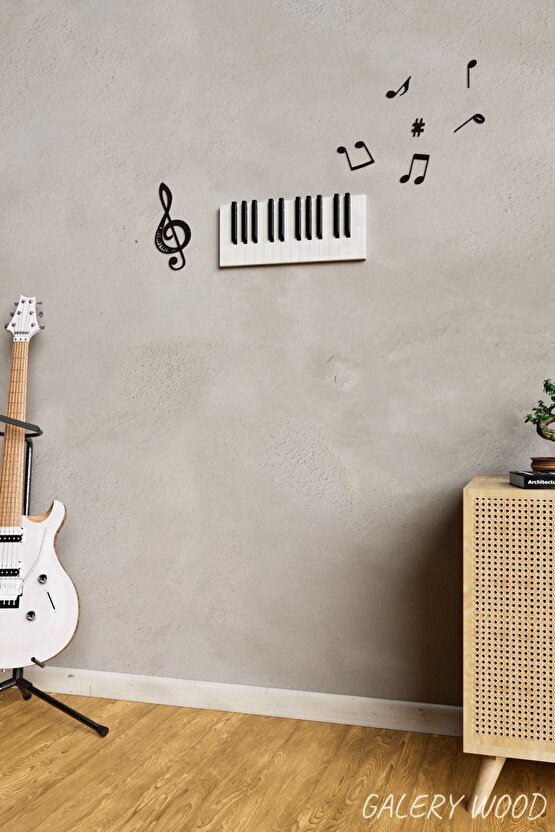 Dekoratif Ahşap 10 Tuşlu Piyano Elbise Askılık Enstrümantal Çok Amaçlı Piano Çanta Kapı Askı;15x38cm