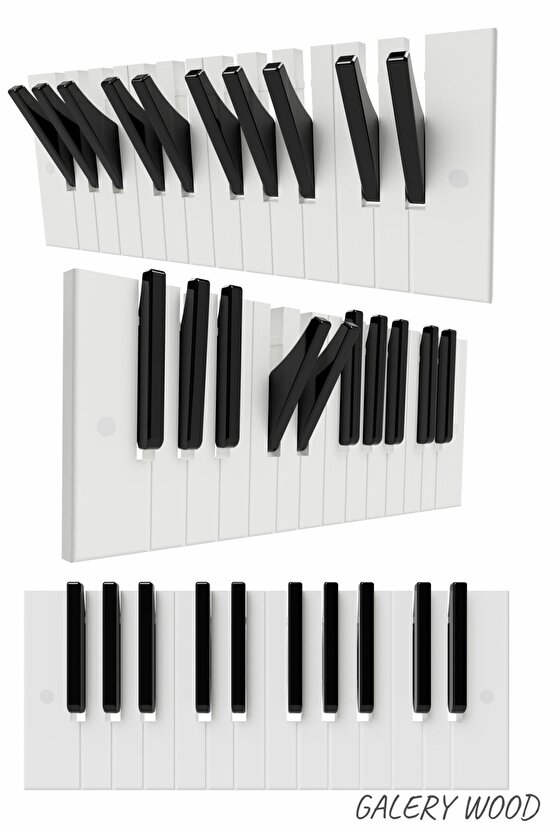 Dekoratif Ahşap 10 Tuşlu Piyano Elbise Askılık Enstrümantal Çok Amaçlı Piano Çanta Kapı Askı;15x38cm