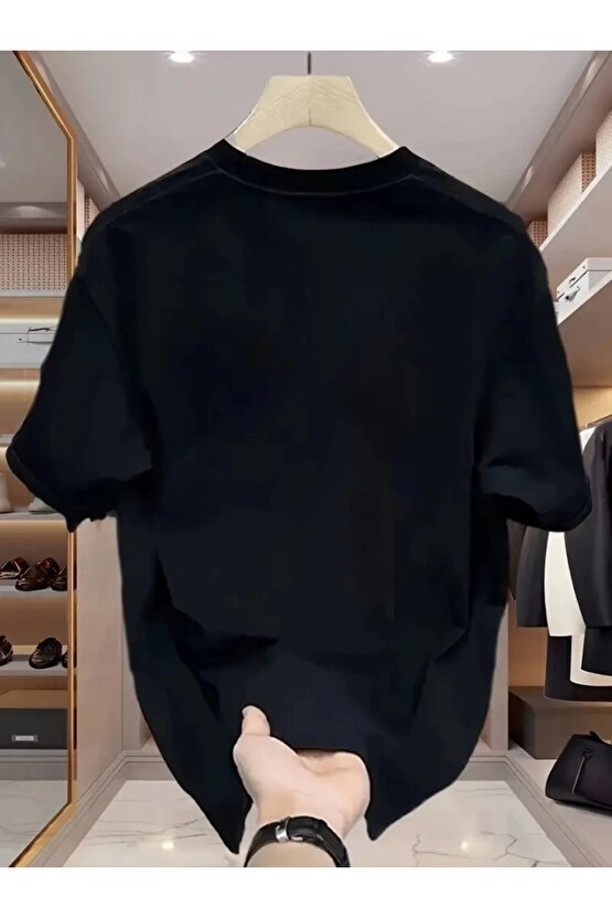 Baskılı Oversize Bisiklet Yaka T-shirt - Beyaz