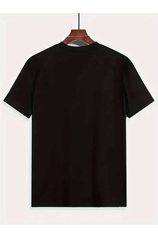 Ahes Shopping Baskılı Oversize Bisiklet Yaka T-shirt - Siyah