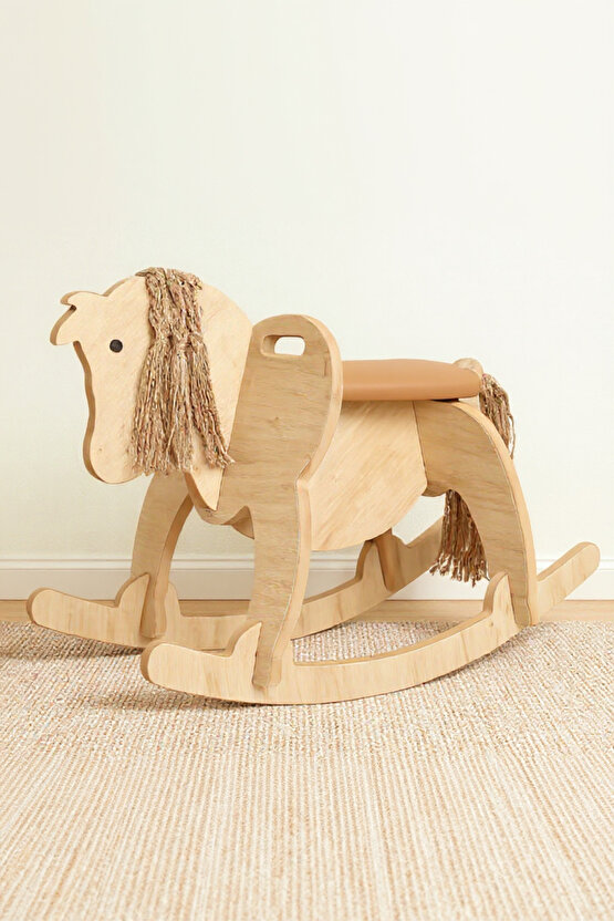 Ahşap Sallanan At-Deri Koltuklu, Sallanan Çocuk Oyuncak, Bebek Oyuncakları, Çocuk Aktivite