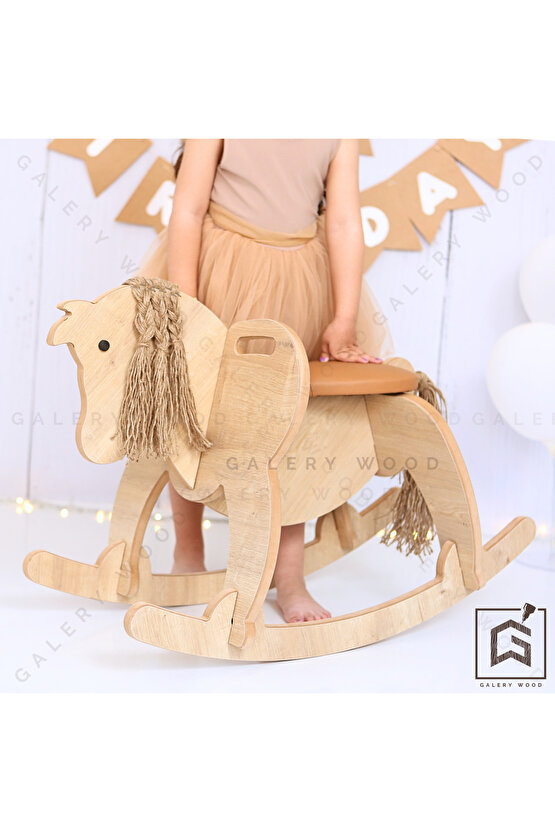 Ahşap Sallanan At-Deri Koltuklu, Sallanan Çocuk Oyuncak, Bebek Oyuncakları, Çocuk Aktivite