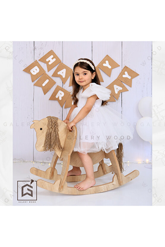 Ahşap Sallanan At-Deri Koltuklu, Sallanan Çocuk Oyuncak, Bebek Oyuncakları, Çocuk Aktivite