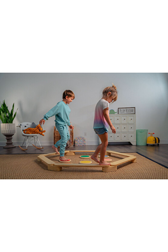 Montessori Ahşap Denge Kirişi, Denge Tahtası, Basamak Taşları, Aktivite Oyuncağı, Çocuk Oyuncak